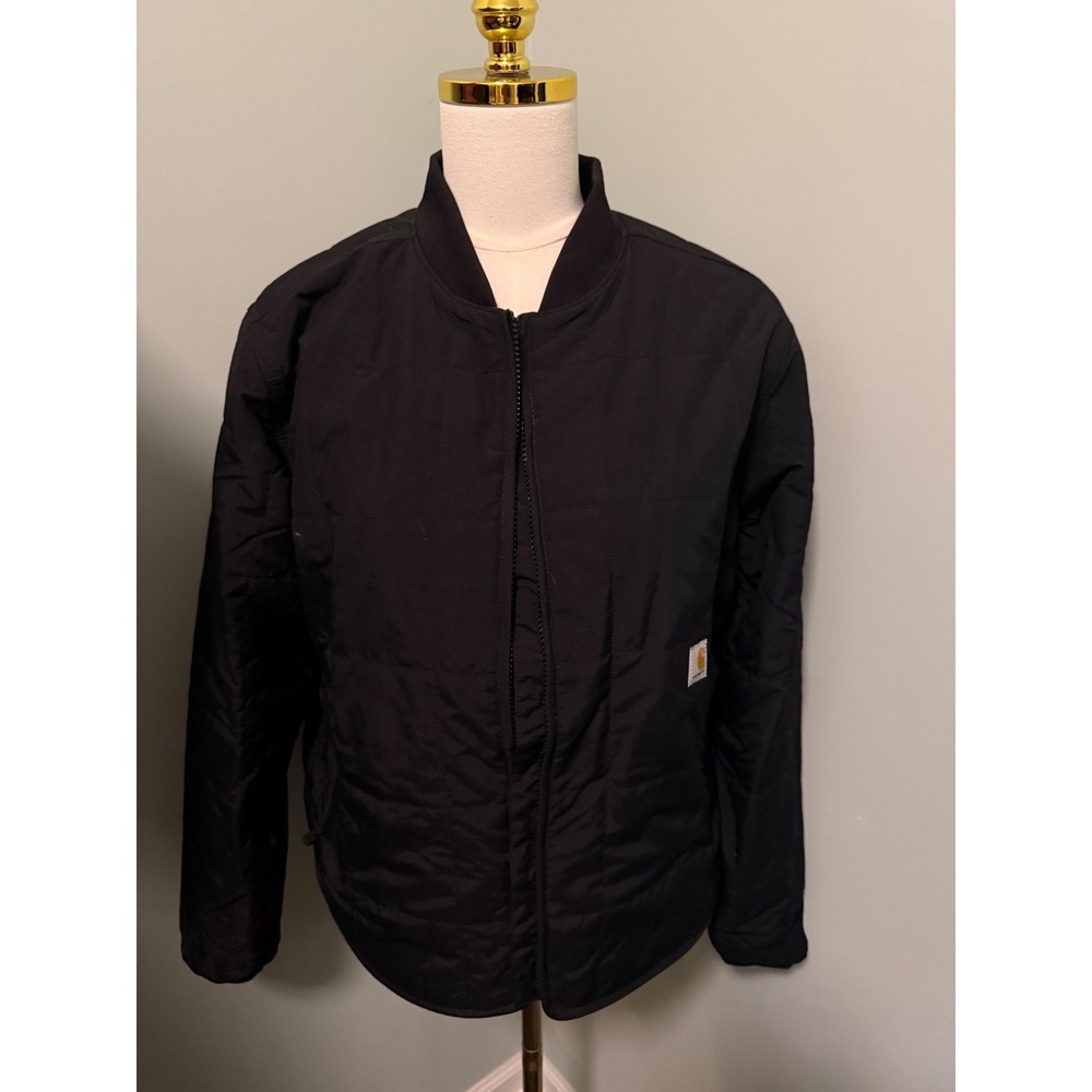 Carhartt Rain Defender Sherpa Lined Bomber Jacket Black Loose Fit Medium M 8-10